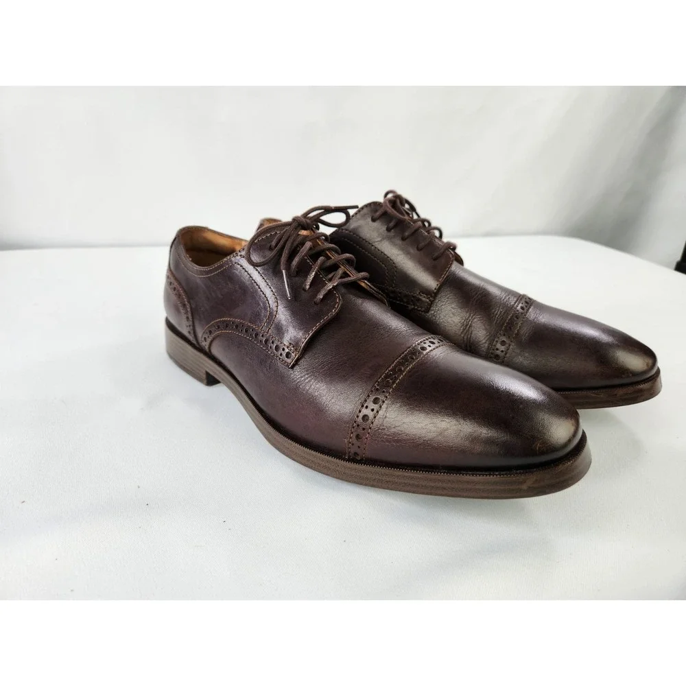Cole Haan GRAND OS Brown Leather Oxfords Cap Toe Dress Shoes Lace Up Men's 9.5 M